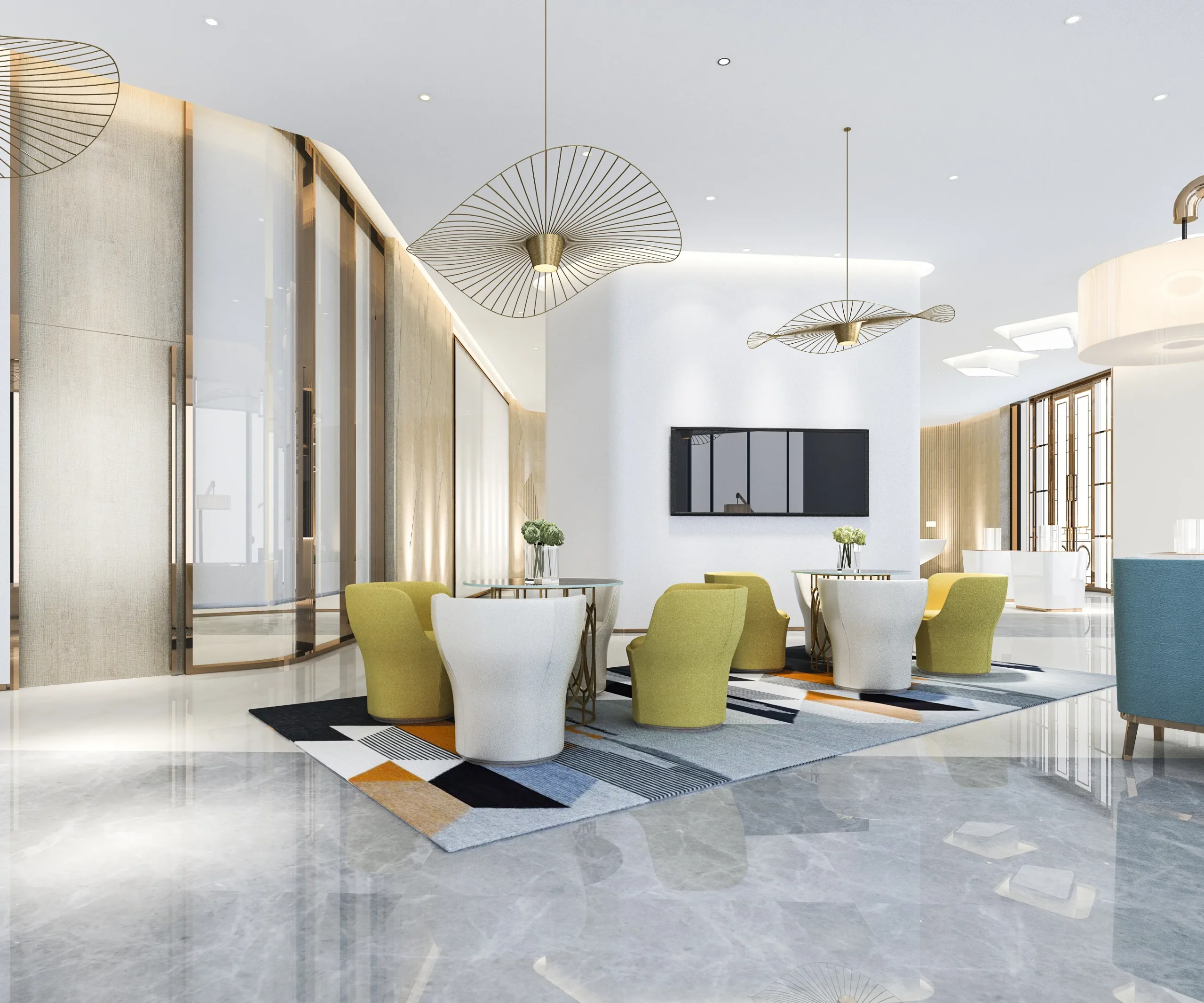 Luxury shared amenity space with integrated audiovisual technology