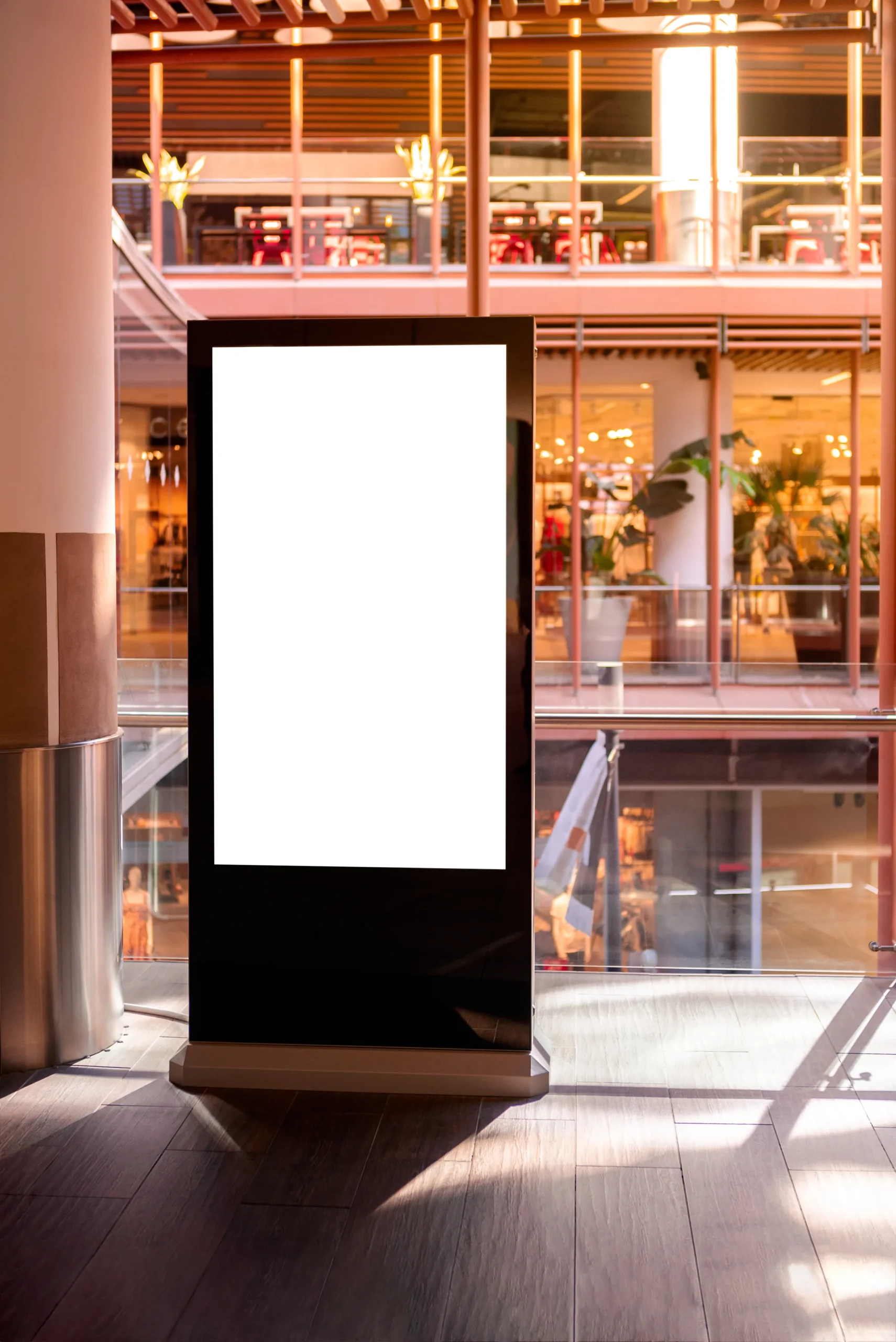 Commercial digital signage installation for a modern public space