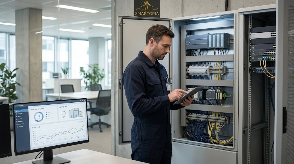Smart building integrator inspecting automation